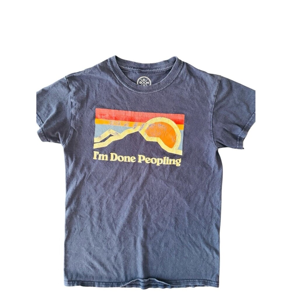 DOM I'm Done Peopling Introvert Graphic Tee Retro Sunset Shirt Size S Women's